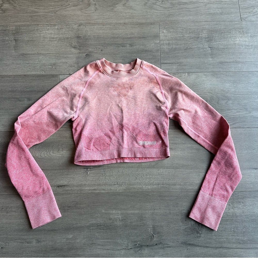 EUC Gymshark OMBRE SEAMLESS CROP TOP - PEACH CORAL